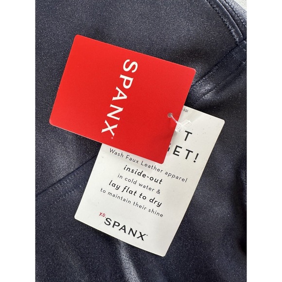 Spanx women's Navy Faux Leather 7/8 Accent Stripe Legging Size M retail $110 - Picture 13 of 14